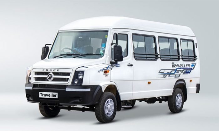 A 24-seater BTT Travels tempo traveller