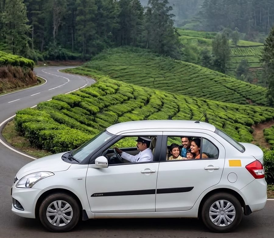 A BTT Travels sedan with a family on a hill road